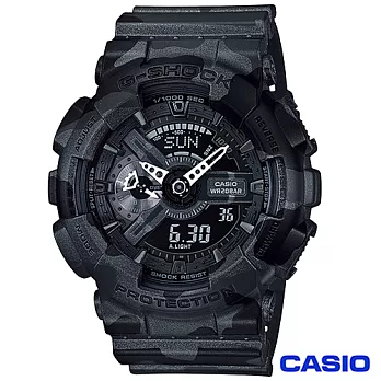 CASIO卡西歐 G-SHOCK街頭時尚浪潮迷彩風雙顯運動錶-黑 GA-110CM-1A