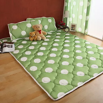 【HomeBeauty】恆溫透氣支撐日式收納床墊-雙人-水玉點點-四色可選粉綠