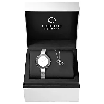 OBAKU 采麗光采時尚米蘭腕錶限量套盒-白x銀