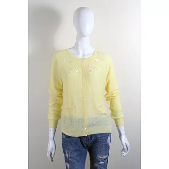 【UH】NECOBRAND - 小花綴飾針織外套FREE - 鵝黃色