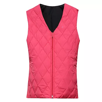 【hilltop山頂鳥】女款雙面穿蓄熱羽絨內背心F25FF6-L薔薇紅/黑