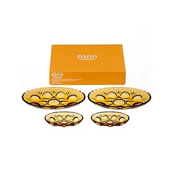 日本Aderia60 橢圓形琥珀色豆皿組2入