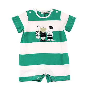 【愛的世界】小熊橫紋衣連褲-台灣製-80綠色