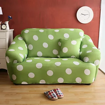 【HomeBeauty】恆溫印花彈性沙發罩-2+3人座-水玉點點-四色可選粉綠
