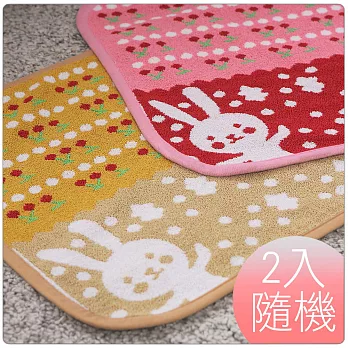 水果櫻桃兔毛巾布防滑地墊 (兩色)- 2入(隨機出貨)