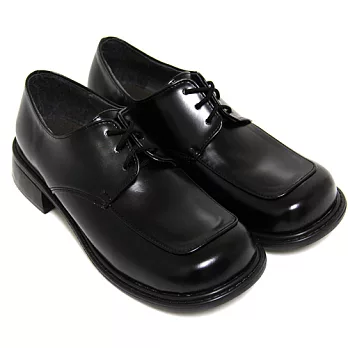 【Pretty】綁帶方頭低跟學生皮鞋(女款)23黑色