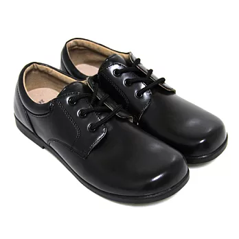 【Pretty】學院風六孔綁帶式寬圓頭低跟標準學生鞋皮鞋(女款)23.5黑色