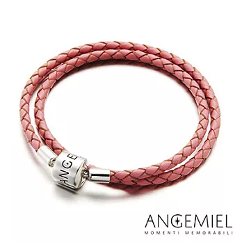 Angemiel安婕米 義大利珠飾 雙圈皮革手環(粉紅)17cm