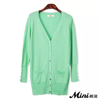 針織 修身糖果色中長款針織外套 七色-Mini嚴選-FREE(粉綠)