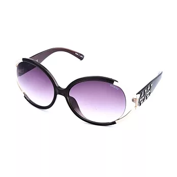 ICEBERG 低調奢華 日本製水鑽圓框粗邊太陽眼鏡514-4卡其