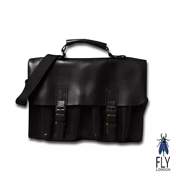 Fly London - HEAVY MEN 重量級全牛皮書包型公事包 - 本質黑本質黑