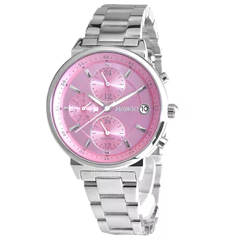 MANGO 理想美學不鏽鋼時尚腕錶-粉紅/37mm粉紅
