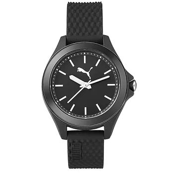 PUMA 運動甜心 PU錶帶 運動時尚腕錶-黑/37mm黑