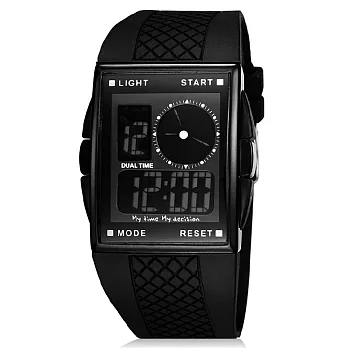 O.T.S奧迪斯 369 黑色誘惑 雙顯手錶 運動電子錶 腕表 盡顯男性魅力全黑