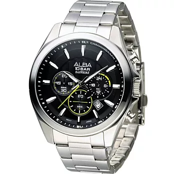 ALBA 雅柏 活力型男競速計時腕錶 VD53-X219X AT3835X1黑