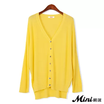 針織 下擺開叉貝殼扣薄蝙蝠袖針織外套 六色-Mini嚴選-FREE(黃色)