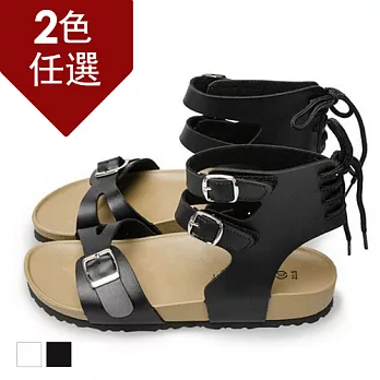 FUFA MIT 簡約中筒涼鞋(FA48) - 共2色23黑色