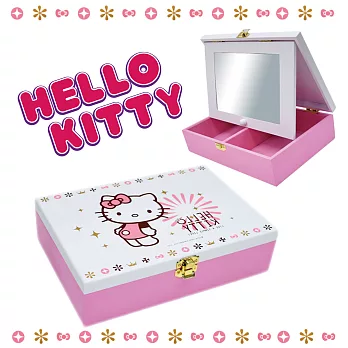 Hello Kitty 飾品盒 珠寶盒 化妝鏡 木製可愛收納盒(台灣製正版授權)