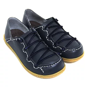 ◤Green Phoenix◥RED ANT內斂自然飽和色彩鬆緊線兩穿手縫全真皮平底懶人鞋35深藍色