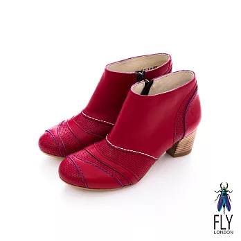 Fly London(女)★ 微芙拼貼牛皮低跟踝靴 - 浪紅35浪紅