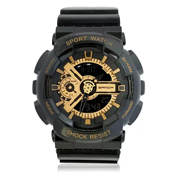 SANDA 299 酷炫時尚個性多功能運動錶-金色契約
