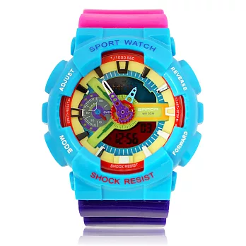 SANDA 299 酷炫時尚個性多功能運動錶-彩色世界