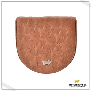 BRAUN BUFFEL‧德國小金牛 - 艾爾巴系列拱型壓紋零錢包- 焦糖棕