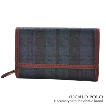 WORLD POLO.世界保羅 - 經典綠格系列3折式外拉鍊零錢袋中夾