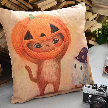 義大利Fancy Belle X furryfurry《萬聖節南瓜》麻織靠墊 45*45CM