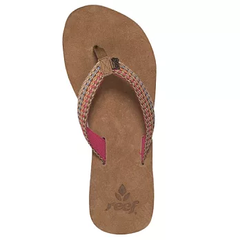 REEF 麂皮針織混色織帶氣質女款人字拖.粉紅PINK8粉紅