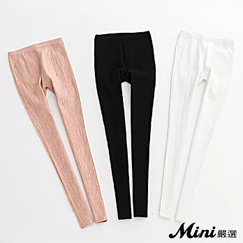 鉛筆褲 立體緹花合身彈力長褲 三色-Mini嚴選-FREE(粉色)