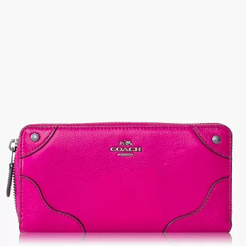 【COACH 方便整理】皮革 / 拉鍊式多功能長夾_桃色