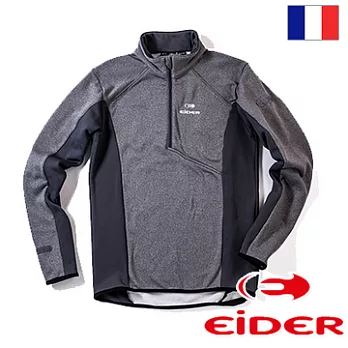 法國【EiDER】男 保暖透氣配色長袖立領衫 /EIT1432S淺麻花併素深灰