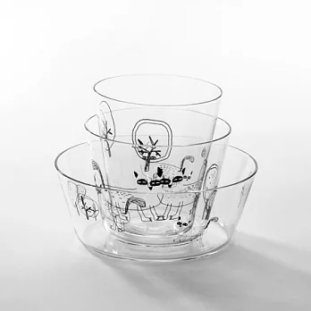 空器感玻璃杯碗（三入組、瞇瞇眼）