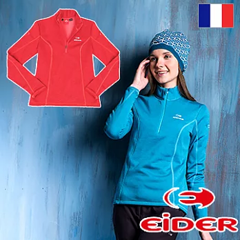法國【EiDER】女保暖透氣立領衫 /EIT2432S珊瑚紅麻花