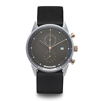 HYPERGRAND - Chrono Duotone Classic Black 冷鋼計時系列 - 雙色錶盤黑皮革 手錶