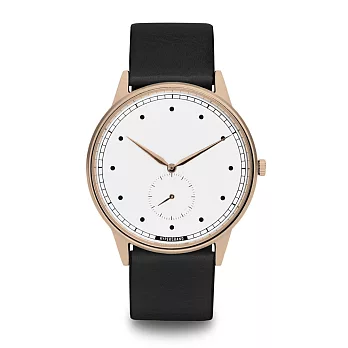 HYPERGRAND - Signature Rose Gold White Classic Black Leather/小秒針系列 - 玫瑰金白錶盤黑皮革手錶