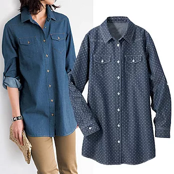 15秋預購【cecile】百搭丹寧襯衫長版上衣M牛仔藍