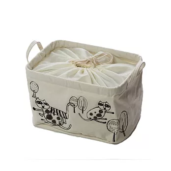 空間的容器 刺繡方形收納袋(中)(朵拉貓)