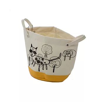 空間的容器 刺繡圓形收納袋(小)(朵拉豹)