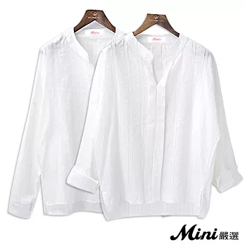 襯衫 寬鬆立領長袖上衣 二款-Mini嚴選-FREE(勾花)