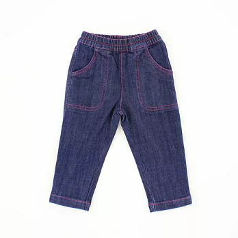 【愛的世界】休閒鬆緊帶牛仔褲80藏青色