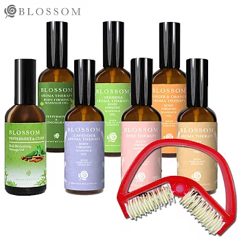 【BLOSSOM】V型滾輪+植萃曲線緊緻按摩油100MLx2瓶(7款任選)玫瑰