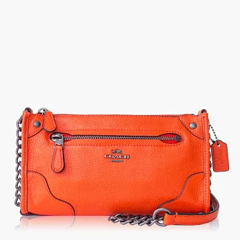 【COACH 輕便小包】皮革 / 側背 / 斜背包(小款)_橘色