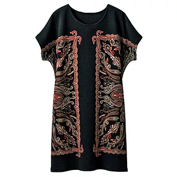 15秋預購【cecile】圖騰印花短袖長版上衣M黑色