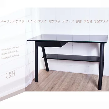 【凱堡】 武鉉辦公桌/電腦桌/日系機能桌(黑/琥珀色)黑