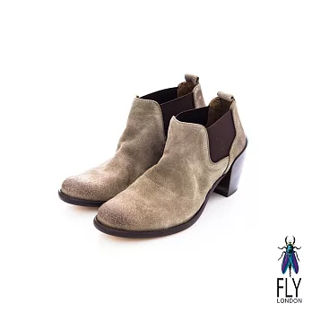 Fly London(女)★ 牛仔之女 麂皮帥氣低跟裸靴之簡單入鞋款 - 驢灰35驢灰