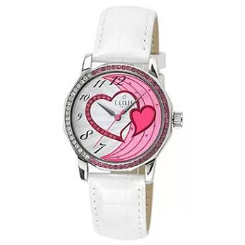 【CLOIE】擁入心懷晶鑽腕錶-白x粉紅/34mm CL10175-VX04