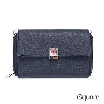 iSquare 韓國同步 真皮3way長夾系列 派瑞絲 深藍色