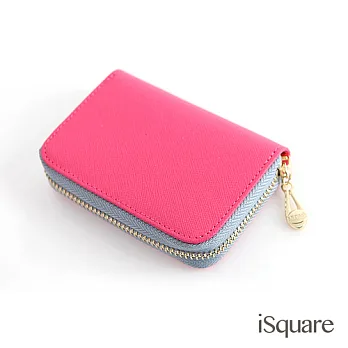 iSquare 韓國同步真皮卡包系列 貝菈 桃紅